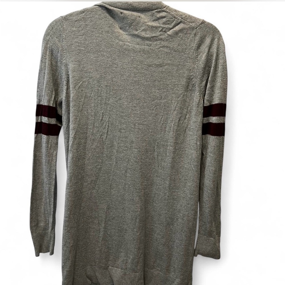 Abercrombie & Fitch Gray Cardigan with Maroon Stripes - Picture 2 of 3